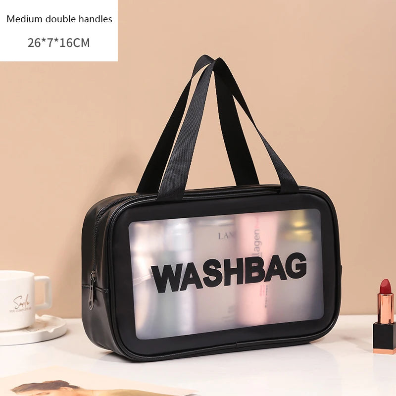 PU Women Makeup Bag Travel Storage Bag Cosmetic Toiletries Bag Organizer Bags Waterproof Washbag Transparent Cosmetic Cases