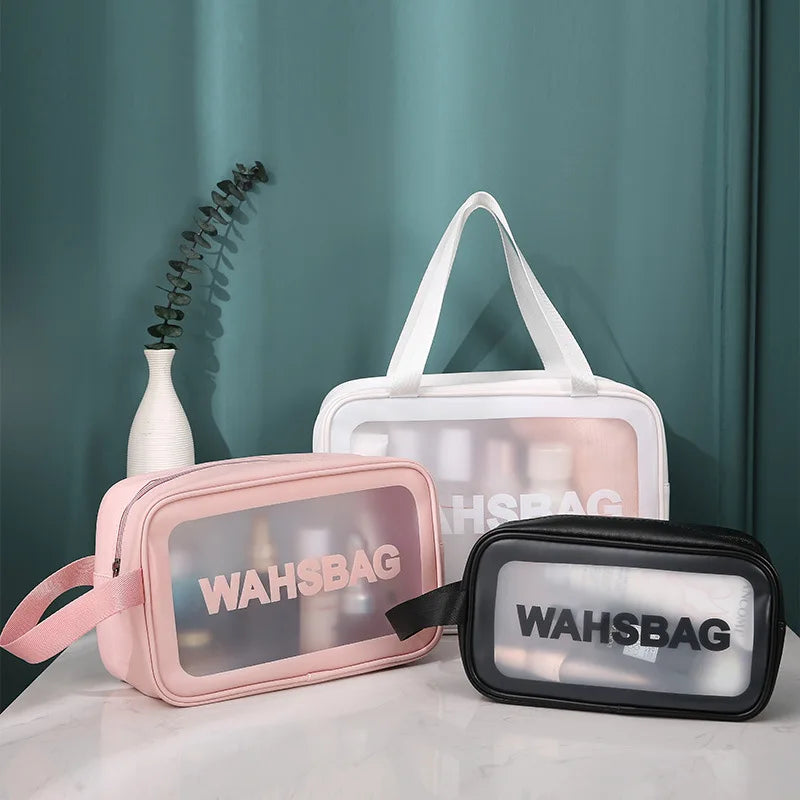 PU Women Makeup Bag Travel Storage Bag Cosmetic Toiletries Bag Organizer Bags Waterproof Washbag Transparent Cosmetic Cases