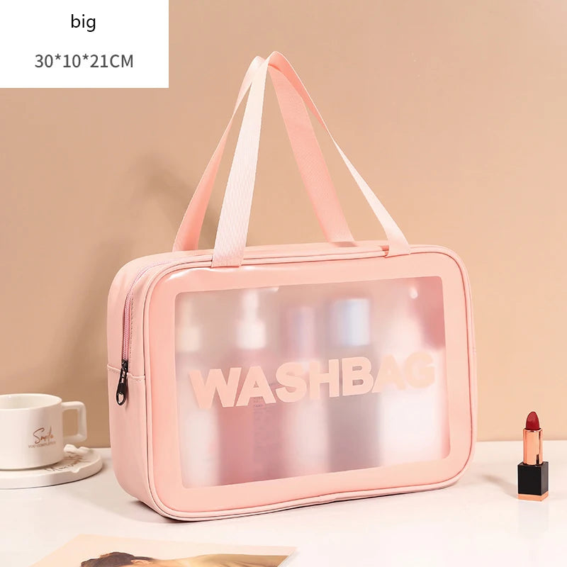 PU Women Makeup Bag Travel Storage Bag Cosmetic Toiletries Bag Organizer Bags Waterproof Washbag Transparent Cosmetic Cases