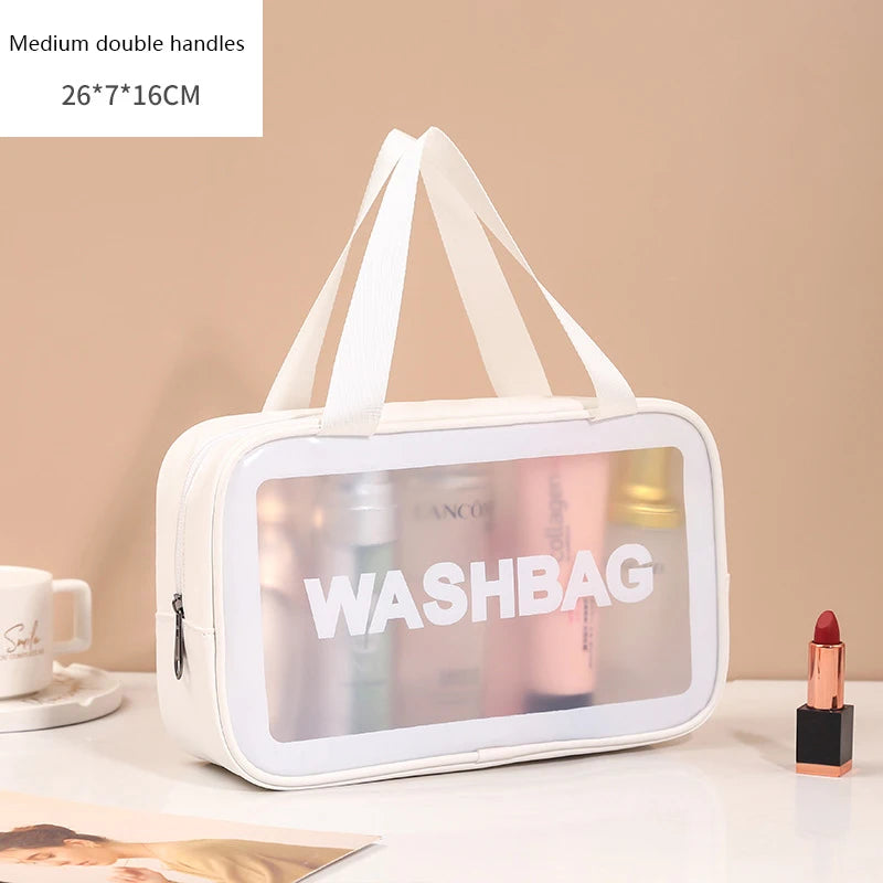 PU Women Makeup Bag Travel Storage Bag Cosmetic Toiletries Bag Organizer Bags Waterproof Washbag Transparent Cosmetic Cases