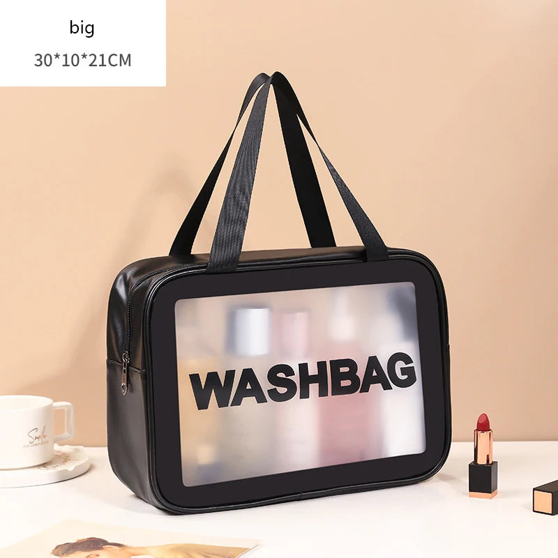 PU Women Makeup Bag Travel Storage Bag Cosmetic Toiletries Bag Organizer Bags Waterproof Washbag Transparent Cosmetic Cases