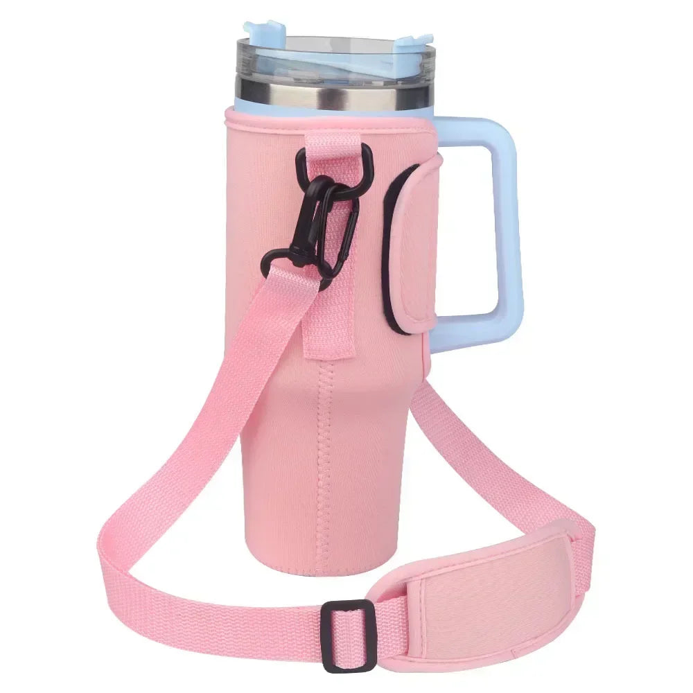 40oz Water Bottle Carrier Bag Pouch Cover for Thermos Water Bottle Holder Adjustable Shoulder Strap Mug Cover