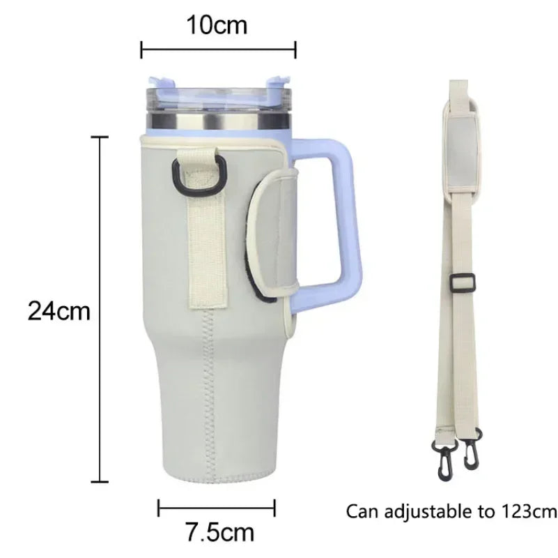 40oz Water Bottle Carrier Bag Pouch Cover for Thermos Water Bottle Holder Adjustable Shoulder Strap Mug Cover