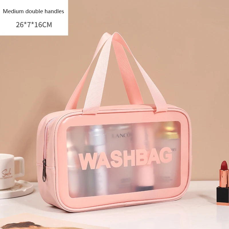 PU Women Makeup Bag Travel Storage Bag Cosmetic Toiletries Bag Organizer Bags Waterproof Washbag Transparent Cosmetic Cases