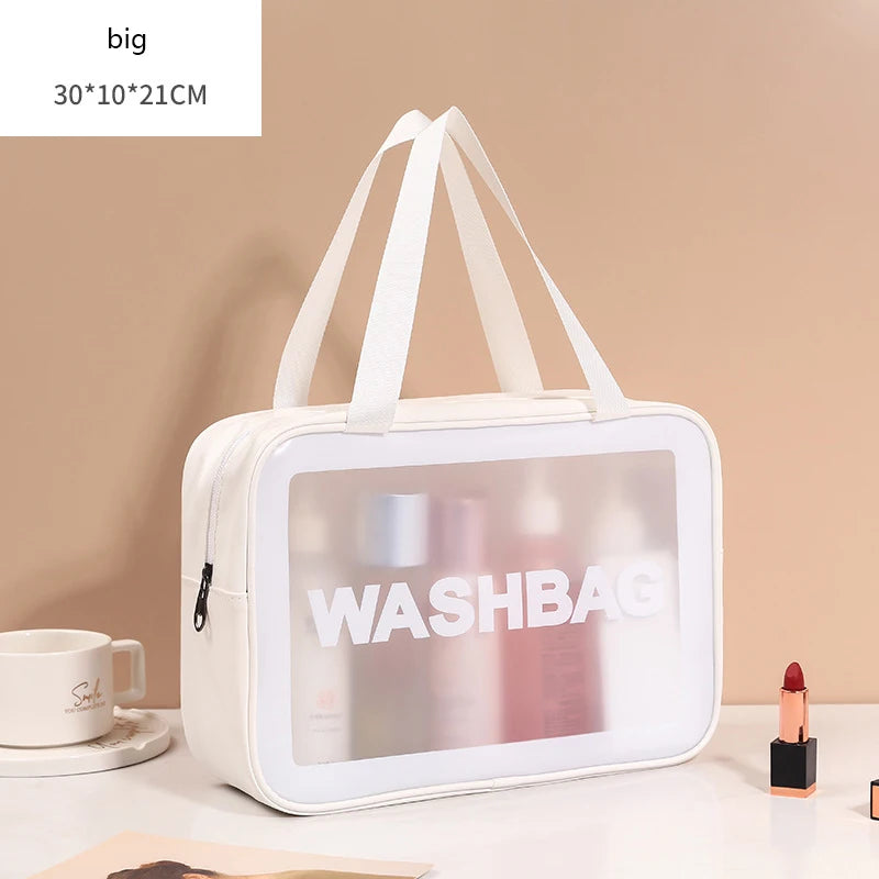 PU Women Makeup Bag Travel Storage Bag Cosmetic Toiletries Bag Organizer Bags Waterproof Washbag Transparent Cosmetic Cases