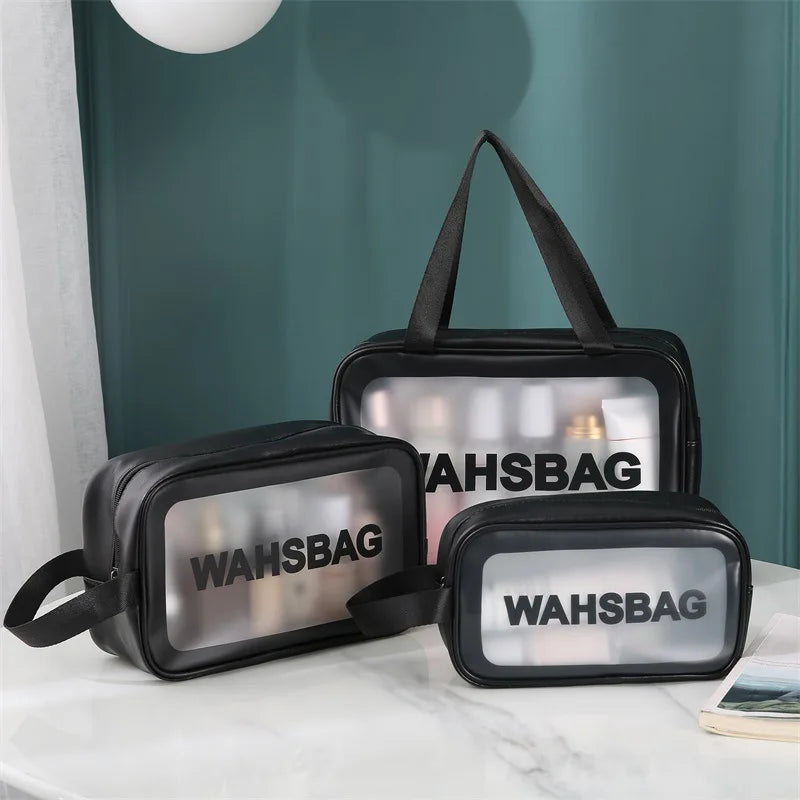 PU Women Makeup Bag Travel Storage Bag Cosmetic Toiletries Bag Organizer Bags Waterproof Washbag Transparent Cosmetic Cases